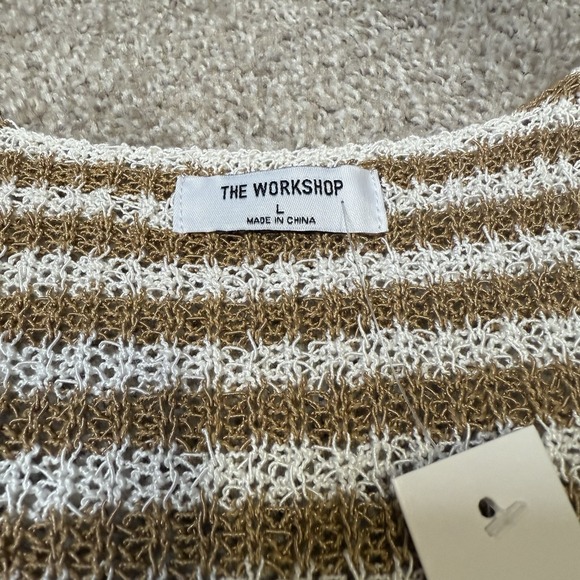 The Workshop Knitted Tank Crop Top Women Size‎ Large Brown And Cream Stripe BOHO - Picture 2 of 4